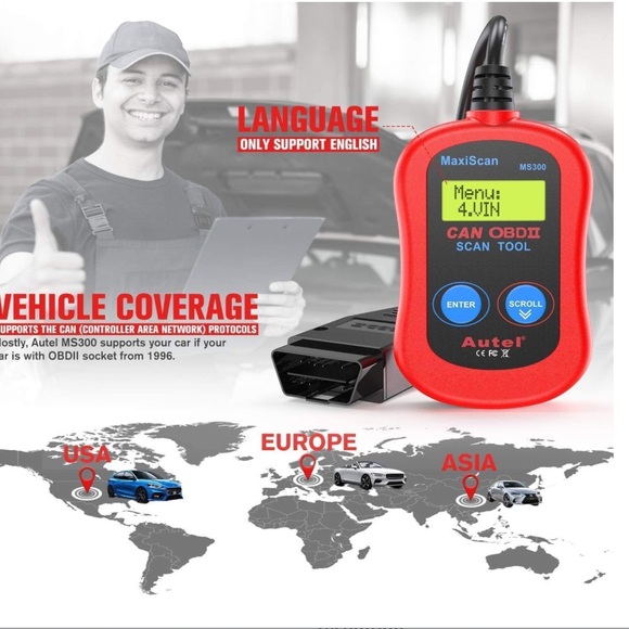 New Autel MS300 OBD2 Scanner Code Reader, Turn Off Check Engine Light - Picture 9 of 15